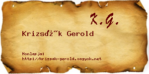 Krizsák Gerold névjegykártya